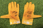 Junior Caminero Game-Used & Signed Adidas Yellow Batting Gloves – 2026 GUG LOA