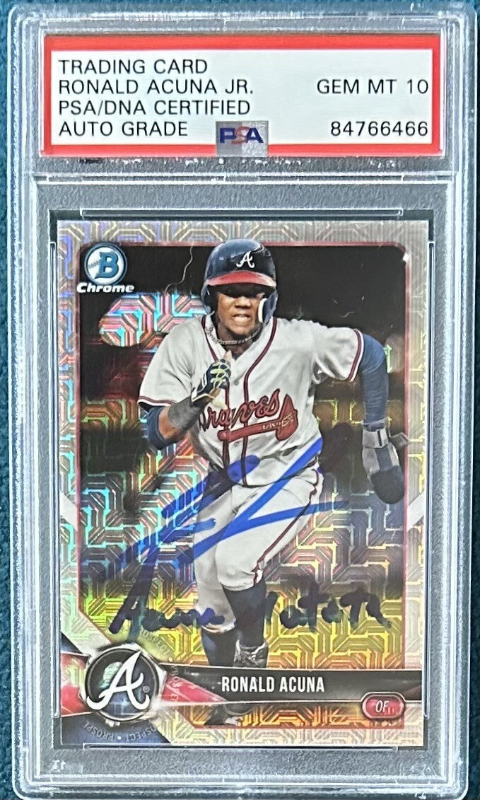 Ronald Acuna Jr. 2018 Bowman Chrome BCP1 Silver Refractor Signed PSA 10 Auto