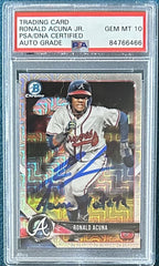 Ronald Acuna Jr. 2018 Bowman Chrome BCP1 Silver Refractor Signed PSA 10 Auto