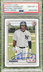 Jasson Dominguez 2020 1st Bowman Rookie Card Signed #BP8 PSA/DNA Auto 10