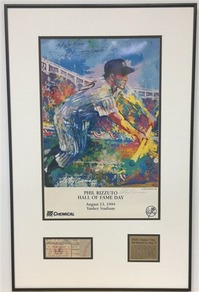 Phil Rizzuto Autographed & Inscribed LeRoy Nieman Framed Poster New York Yankees