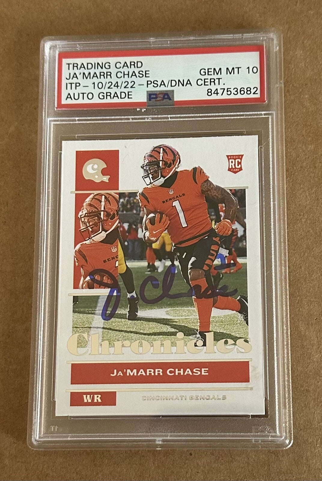 Jamarr Chase Panini Chronicles #17 Rookie Card Signed Witness Auto PSA 10 2021