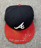 Ozzie Albies Atlanta Braves Game Used Hat 2021 “44/35 Patches” Signed LOA