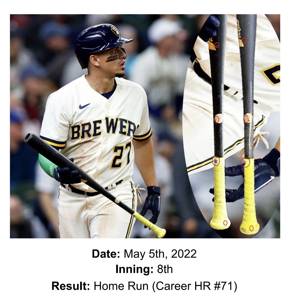 Willy Adames Milwaukee Brewers Game Used Bat “Career HR #71” MLB Auth