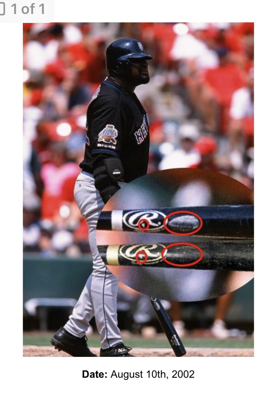Mo Vaughn New York Mets Game Used Bat 2002 Photo Matched