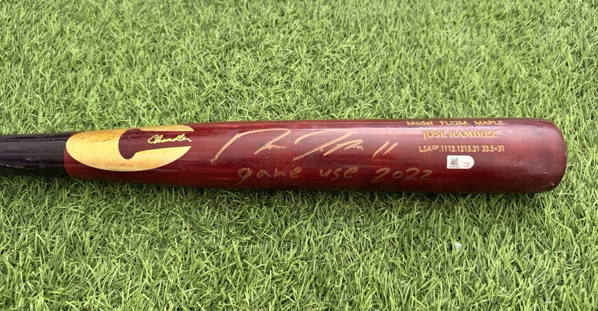 Jose Ramirez Cleveland Guardians Game Used Bat 2022 Signed MLB Auth Hit 1060 LOA