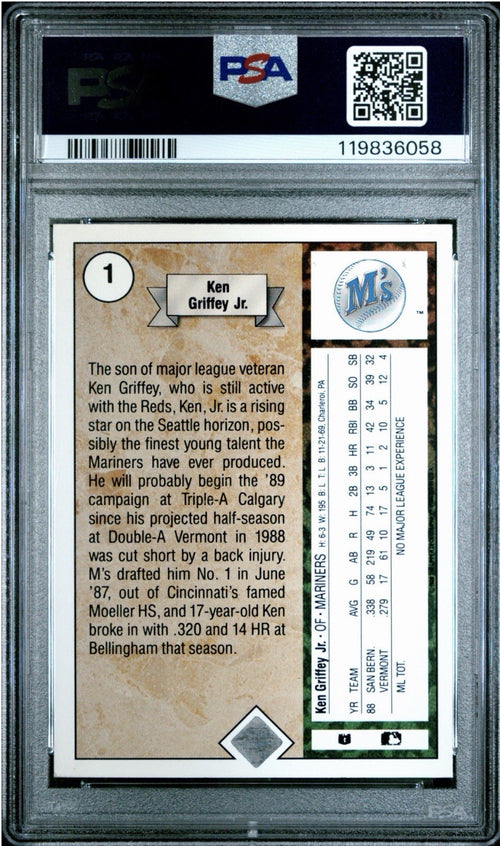 1989 Upper Deck #1 Ken Griffey Jr RC Star Rookie PSA / DNA 3 W/ Printer Error