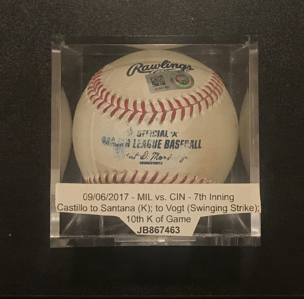 Luis Castillo Cincinnati Reds Game Used Baseball Final Strikeout 2017 MLB Auth