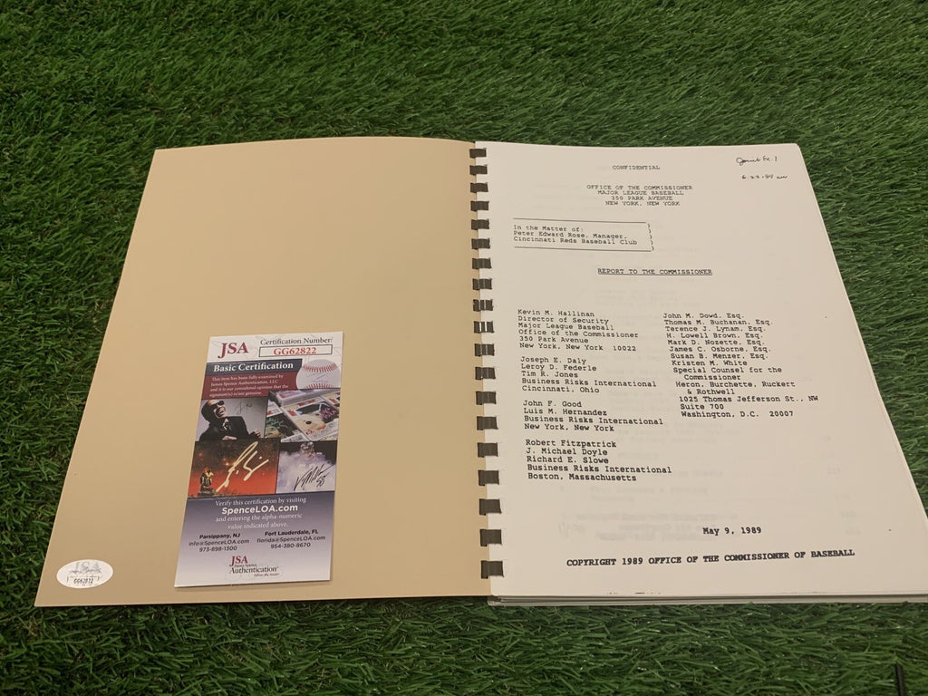 Pete Rose Cincinnati Reds *Signed Dowd Report* JSA LOA