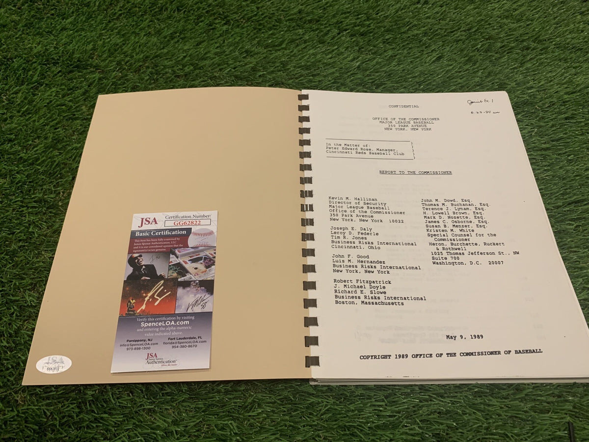 Pete Rose Cincinnati Reds *Signed Dowd Report* JSA LOA