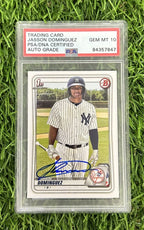 Jasson Dominguez Signed 2020 1st Bowman Rookie Card #BP8 PSA/DNA Auto 10
