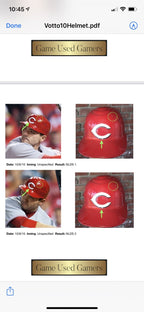 Joey Votto Cincinnati Reds Game Used Helmet 2010 “NL MVP Season” MLB Auth Match
