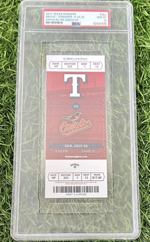 Adrian Beltre Texas Rangers 3000th Hit 7/30/2017 Full Ticket  PSA 10