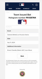 Jose Altuve Houston Astros Game Used Bat 2024 MLB Auth Excellent Use
