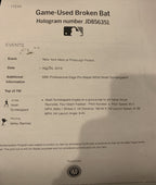 Noah Syndergaard New York Mets Game Used Bat 2019 MLB Auth Excellent Use