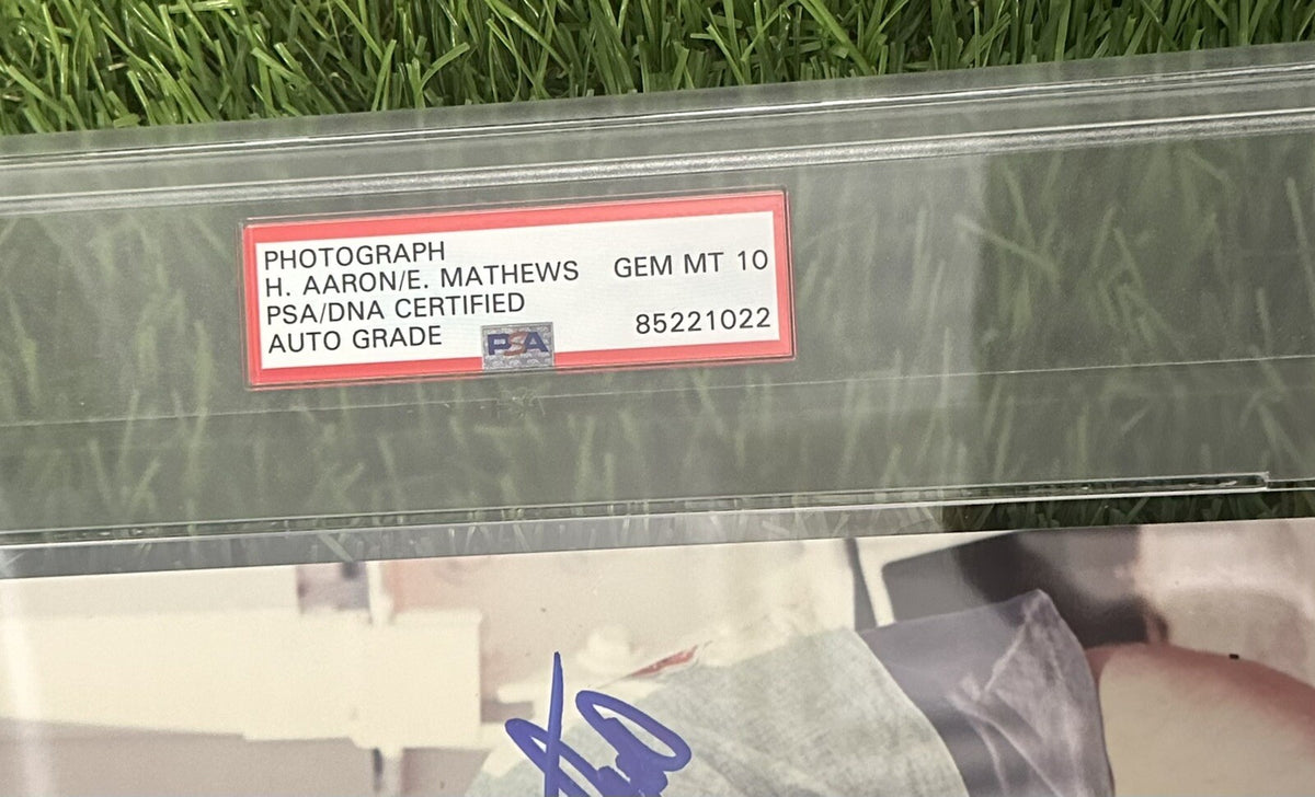 Hank Aaron and Eddie Mathews autographed 8"x10" photograph (PSA Gem Mint 10)