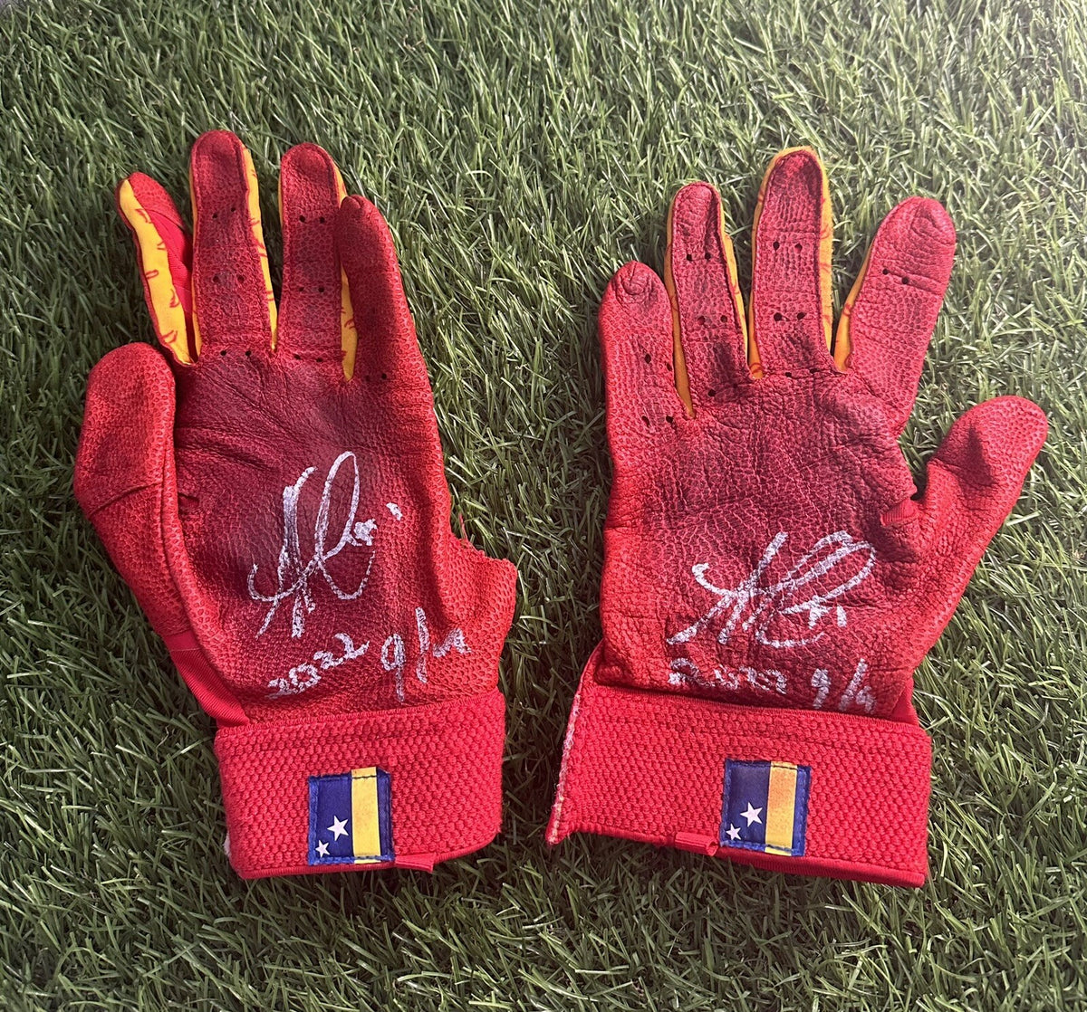 Ozzie Albies Atlanta Braves Game Used Batting Gloves 2022 Signed GUG LOA “Torn”