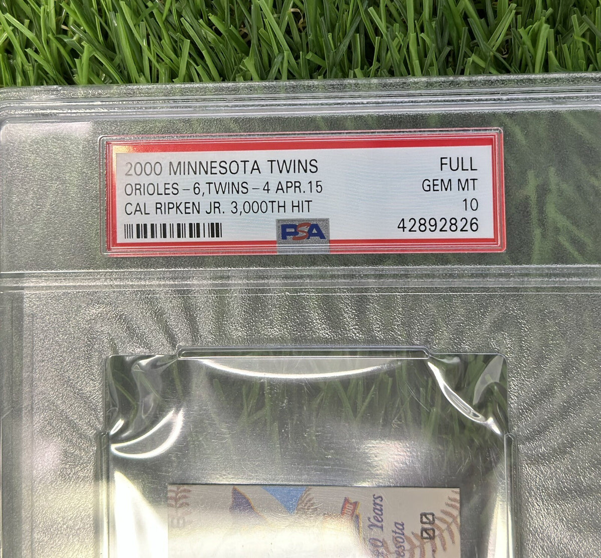Cal Ripken Jr. Baltimore Orioles 3000th Hit Full Ticket 4/15/2000 PSA/DNA 10