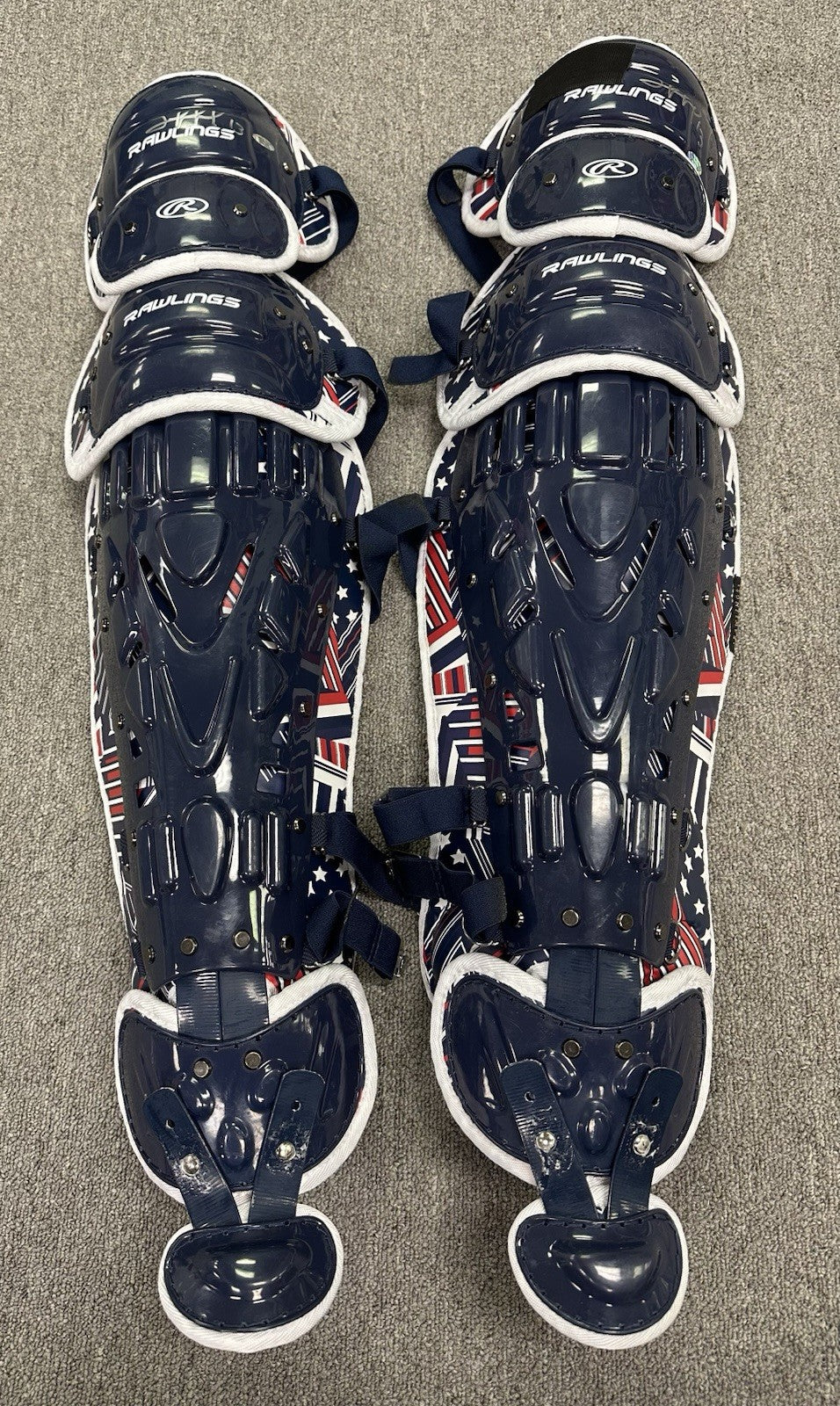 Salvador Perez Royals Rawlings Player Issued Shin Guards July 4th Signed GUG LOA