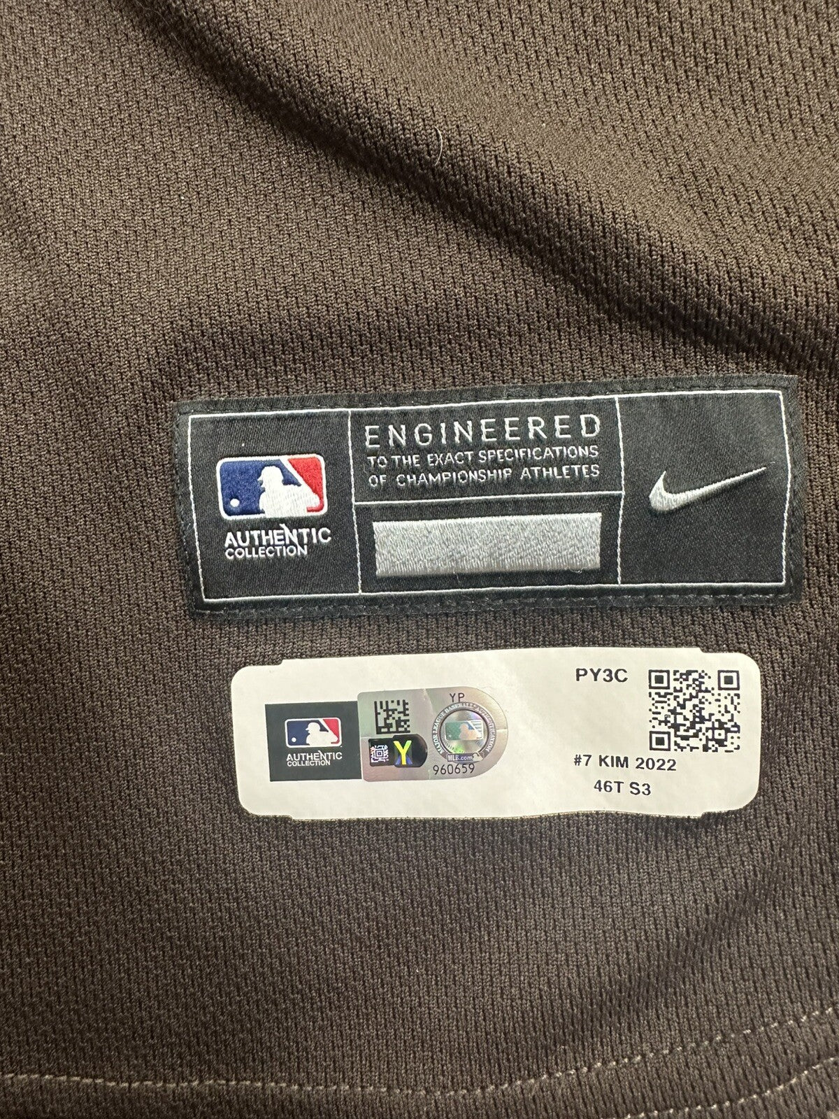 Ha-Seong Kim San Diego Padres Game Used Worn Brown Alt Jersey MLB Auth 2023