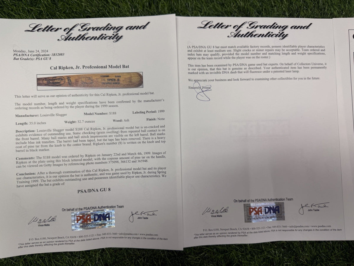 Cal Ripken Jr. Baltimore Orioles Game Used Bat 1999 PSA/DNA GU 8 Uncracked