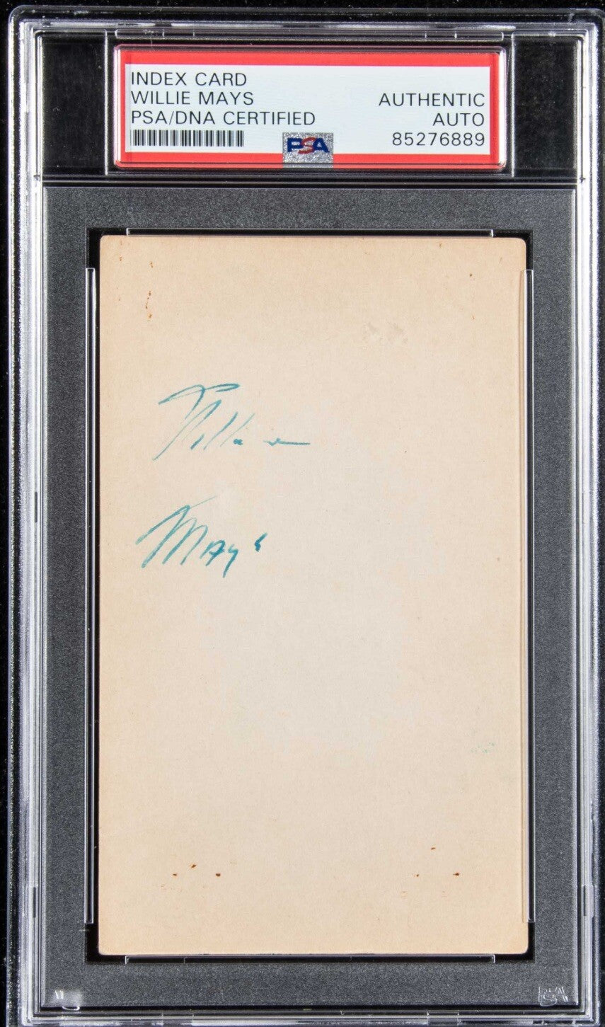 Willie Mays Early 1950’s Signed Index Card “Rare Signature” PSA/DNA LOA