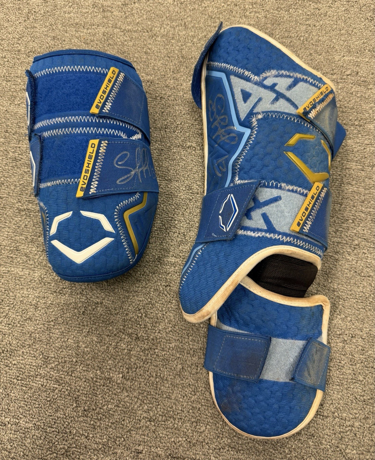 Salvador Perez Game Used Evoshield Shin Elbow Set Photo Matched 2024 GUG LOA