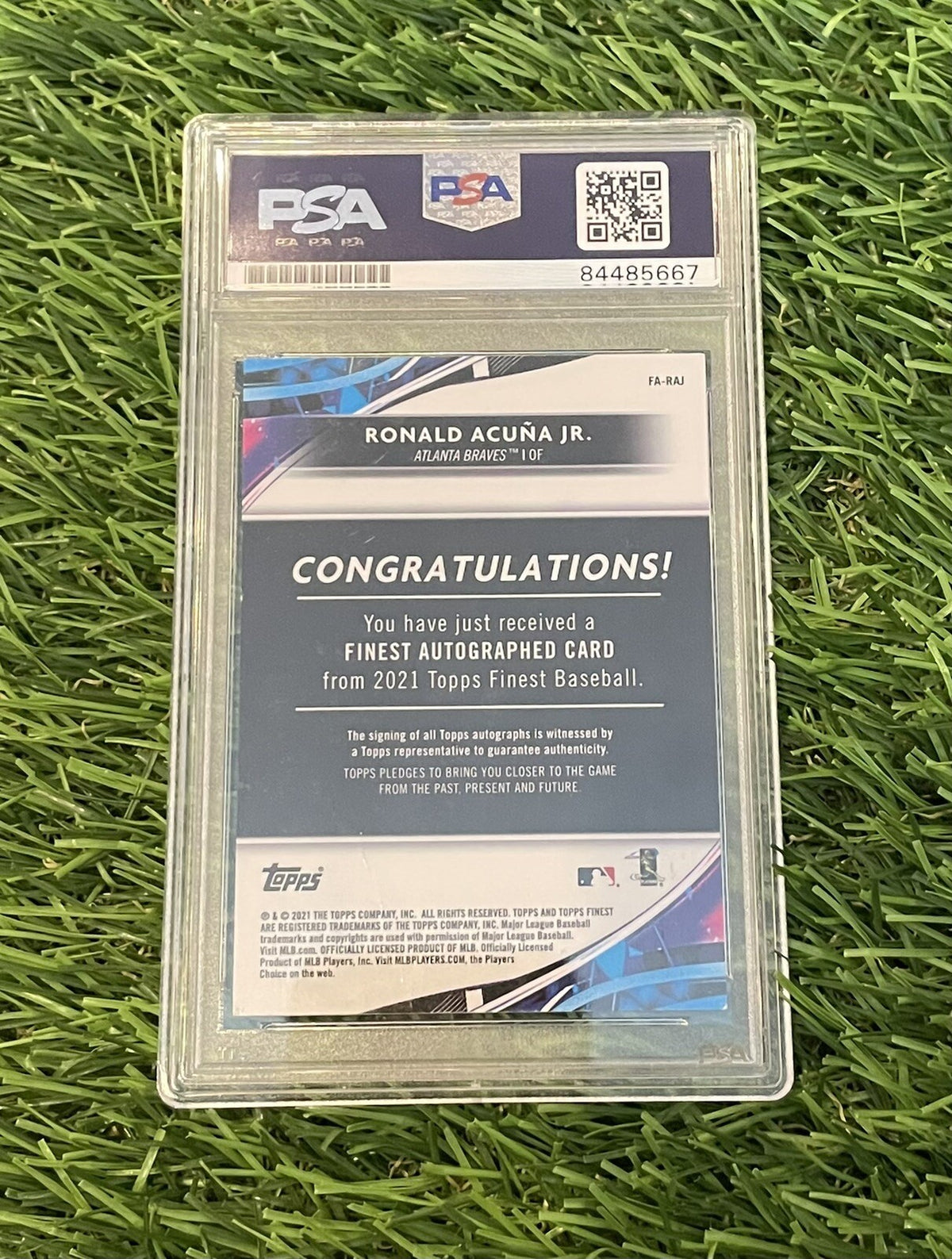 Ronald Acuna Jr. Signed 2021 Topps Finest #FA-RAJ Auto PSA