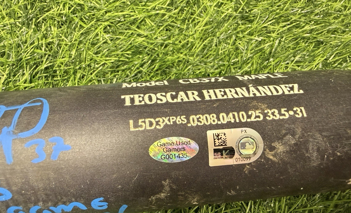 Teoscar Hernandez 2025 Dodgers Game Used Bat Signed 213th HR MLB Auth GUG LOA