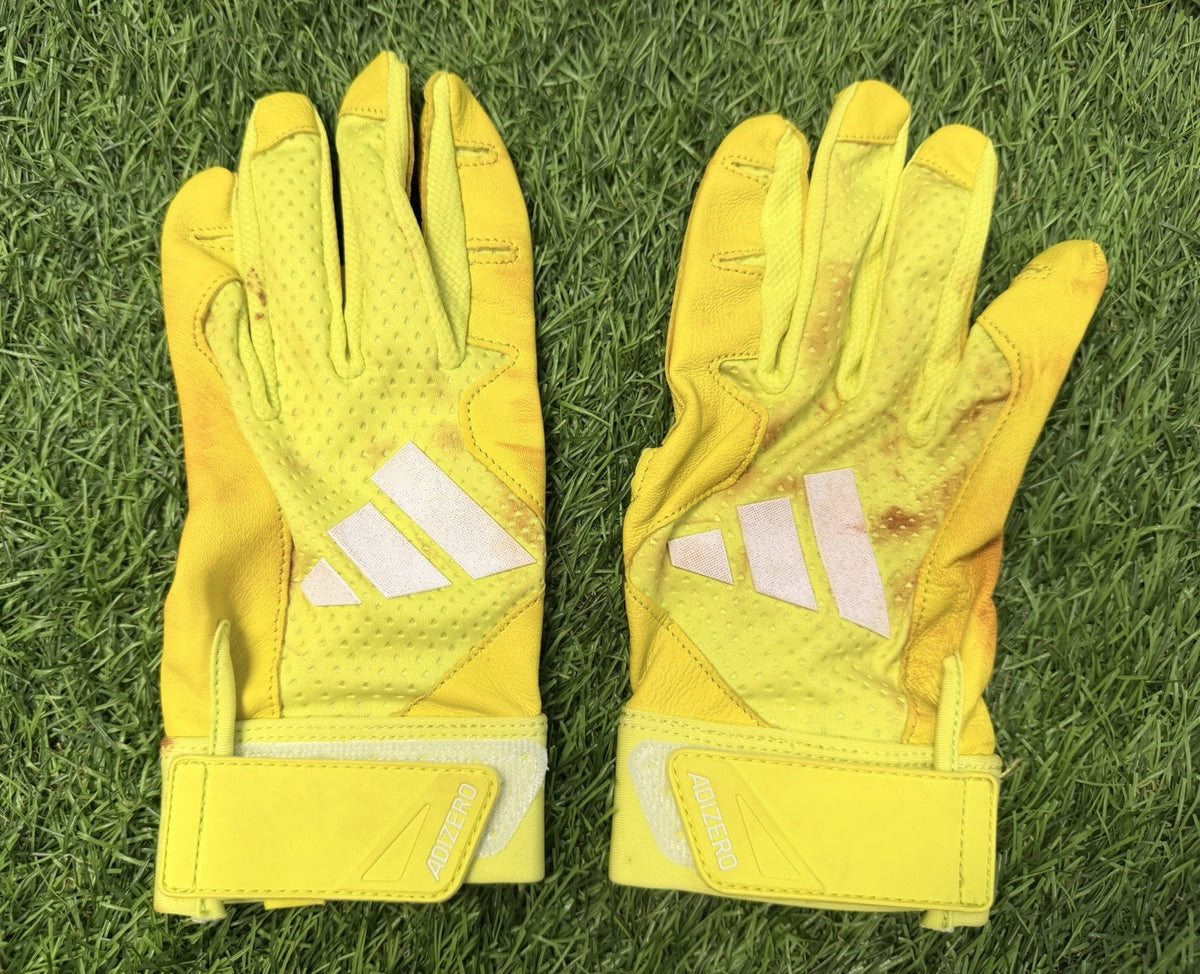 Junior Caminero Game-Used & Signed Neon  Green Batting Gloves – 2026 GUG LOA