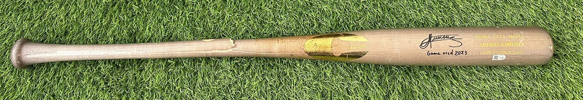Andres Gimenez Cleveland Guardians Game Used Bat 2023 Double MLB Auth Signed