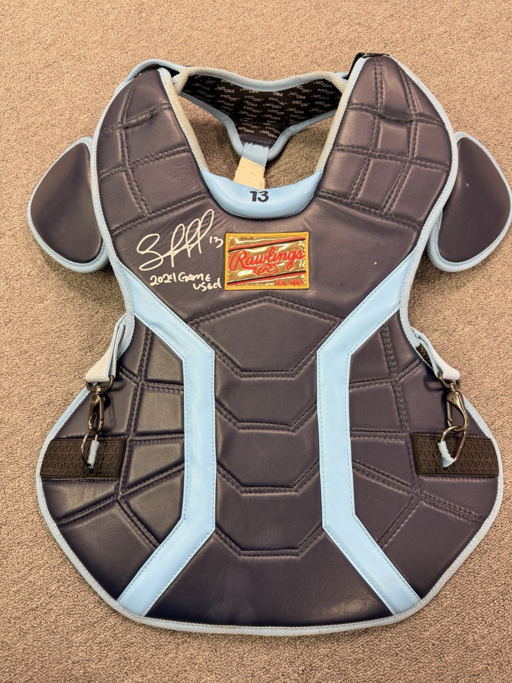 Salvador Perez Kansas City Royals 2024 Game Used City Connect Protector GUG LOA