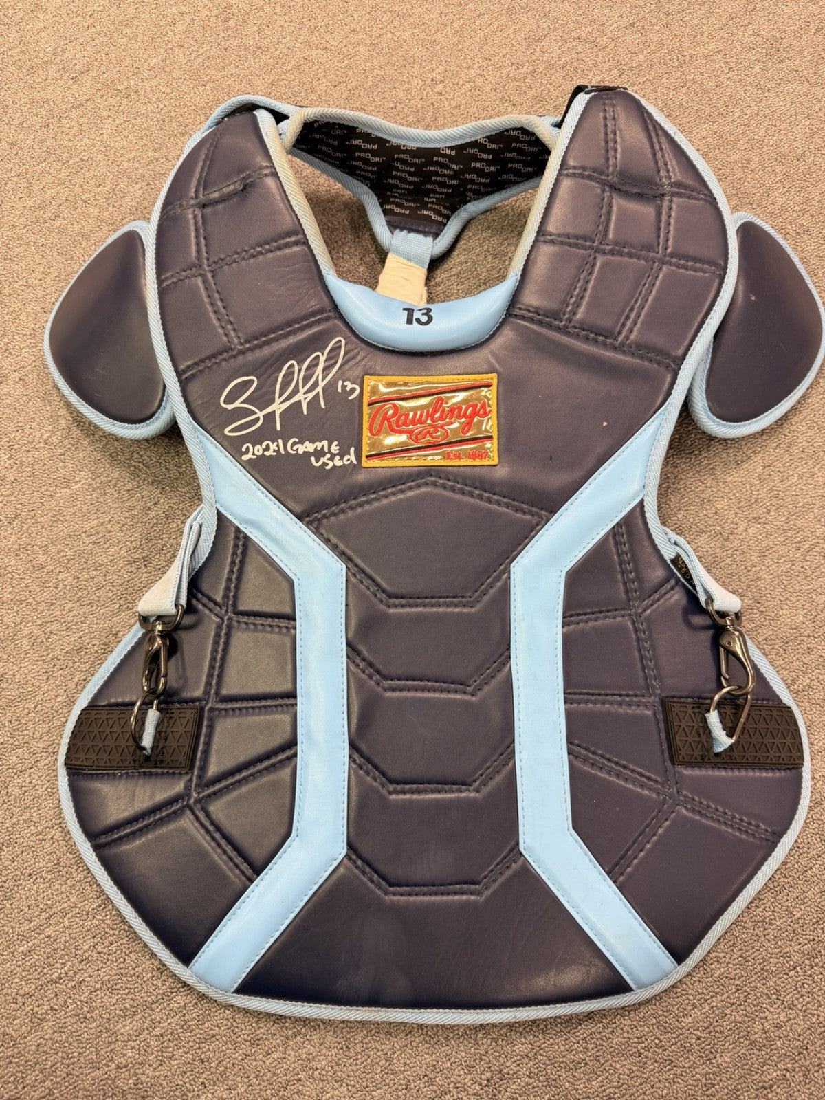 Salvador Perez Kansas City Royals 2024 Game Used City Connect Protector GUG LOA