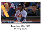Ozzie Albies Atlanta Braves Game Used Bat Birdman 2023 Career HR 108 MLB Auth