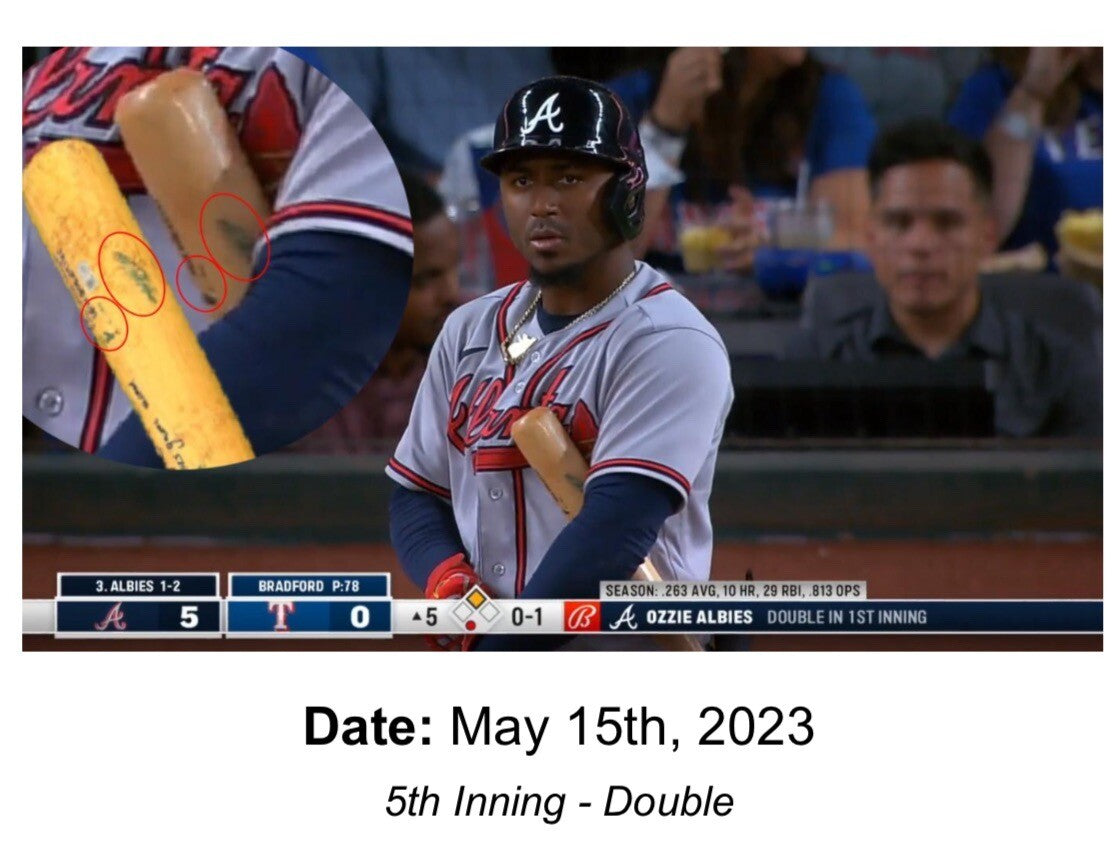 Ozzie Albies Atlanta Braves Game Used Bat Birdman 2023 Career HR 108 MLB Auth