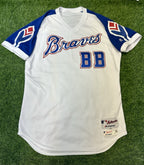 Atlanta Braves 2019 Game Used Bat Boy Jersey Size 46 1970’s TBTC Style