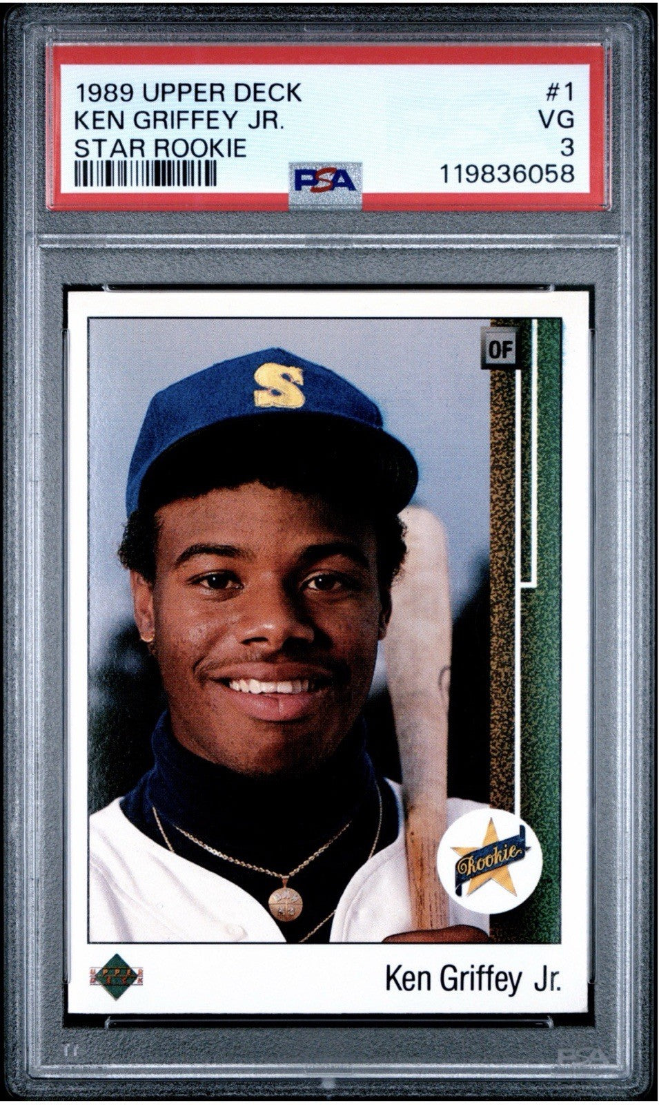 1989 Upper Deck #1 Ken Griffey Jr RC Star Rookie PSA / DNA 3 W/ Printer Error