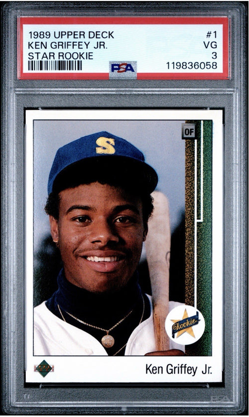 1989 Upper Deck #1 Ken Griffey Jr RC Star Rookie PSA / DNA 3 W/ Printer Error