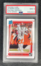 Ja’marr Chase Donruss Rated Rookie #262 Football Card Signed PSA 9 “Orange”