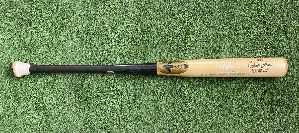 Ozzie Albies Atlanta Braves Game Used Bat “2021 Postseason NLCS Game 6” Signed