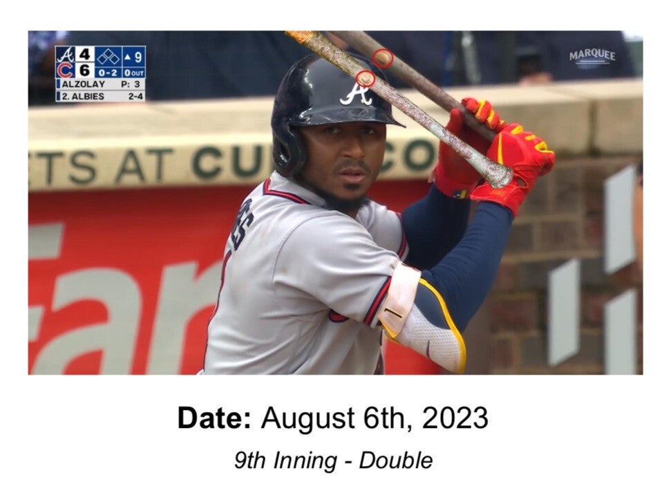 Ozzie Albies Atlanta Braves Game Used Bat 2023 Career HR’s 123/124 MLB Auth