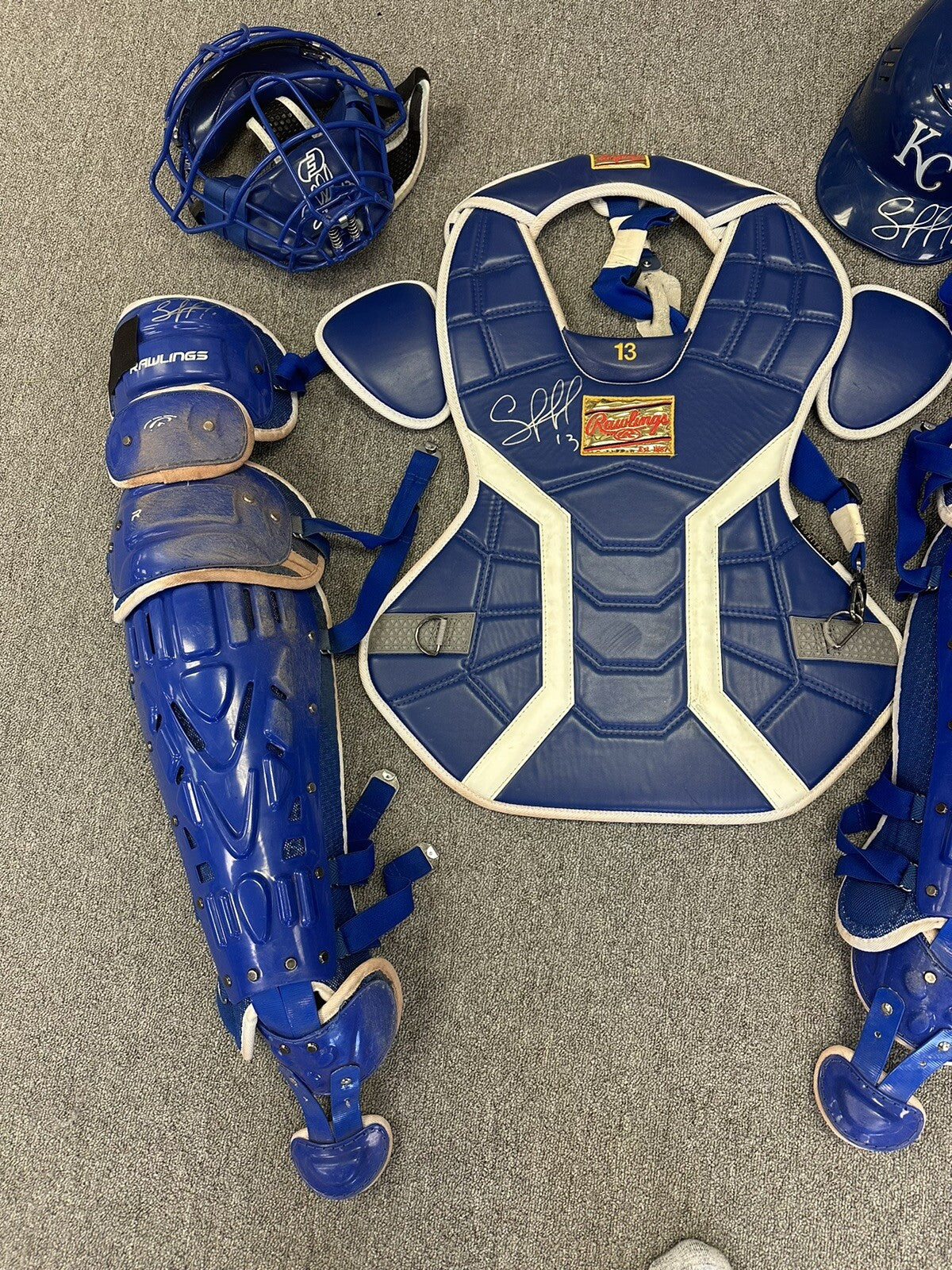Salvador Perez Kansas City Royals Game Used Catchers Gear Full Set 2023 GUG LOA