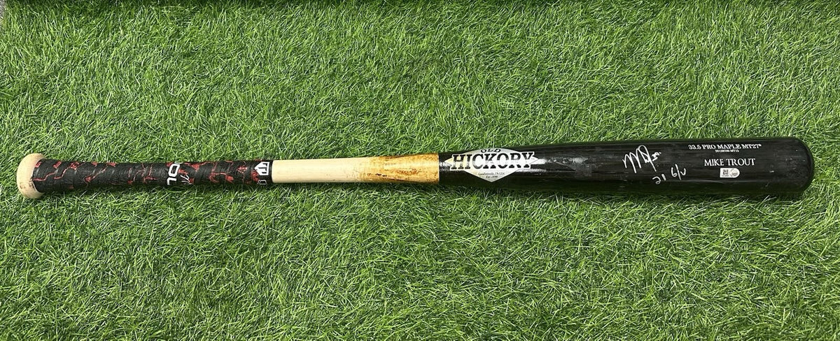 Mike Trout Angels Game Used Bat Signed 2021  Anderson LOA MLB Auth 2 Hits