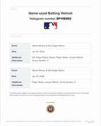 Jackson Merrill San Diego Padres Game Used Helmet 2026 MLB Auth