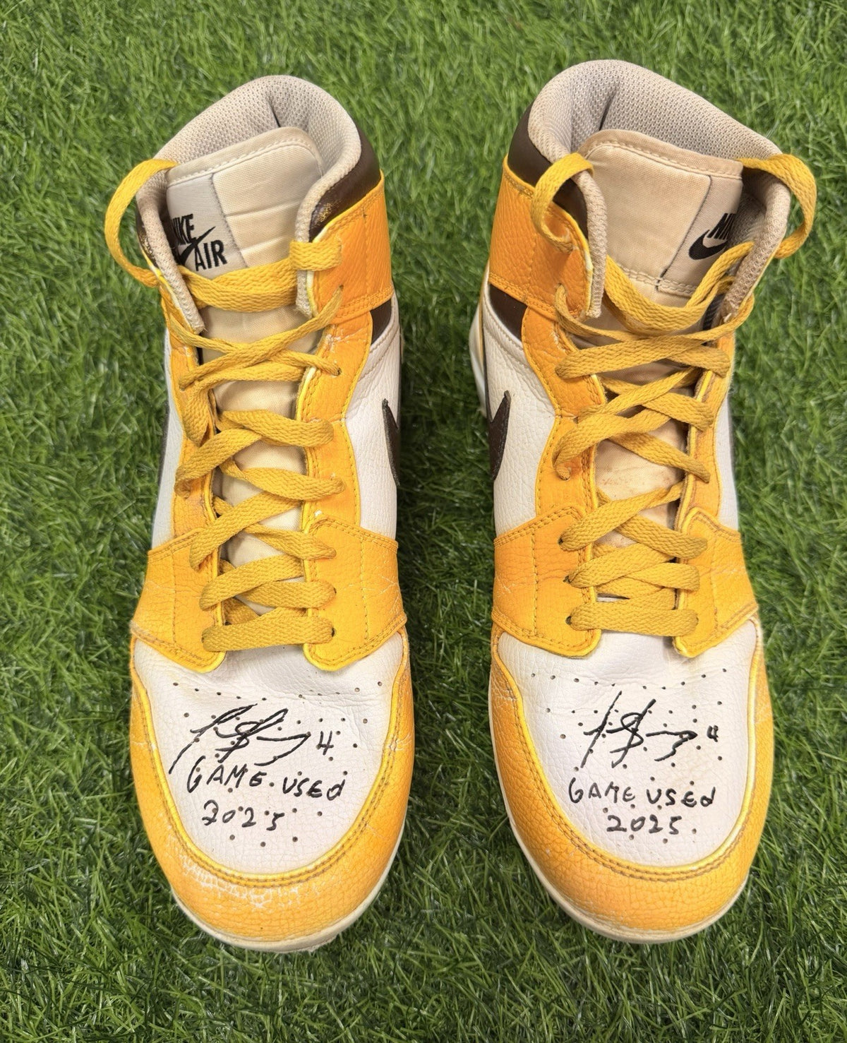 Luis Arraez Game Used Cleats 2025 Padres Custom Jordans Signed GUG LOA