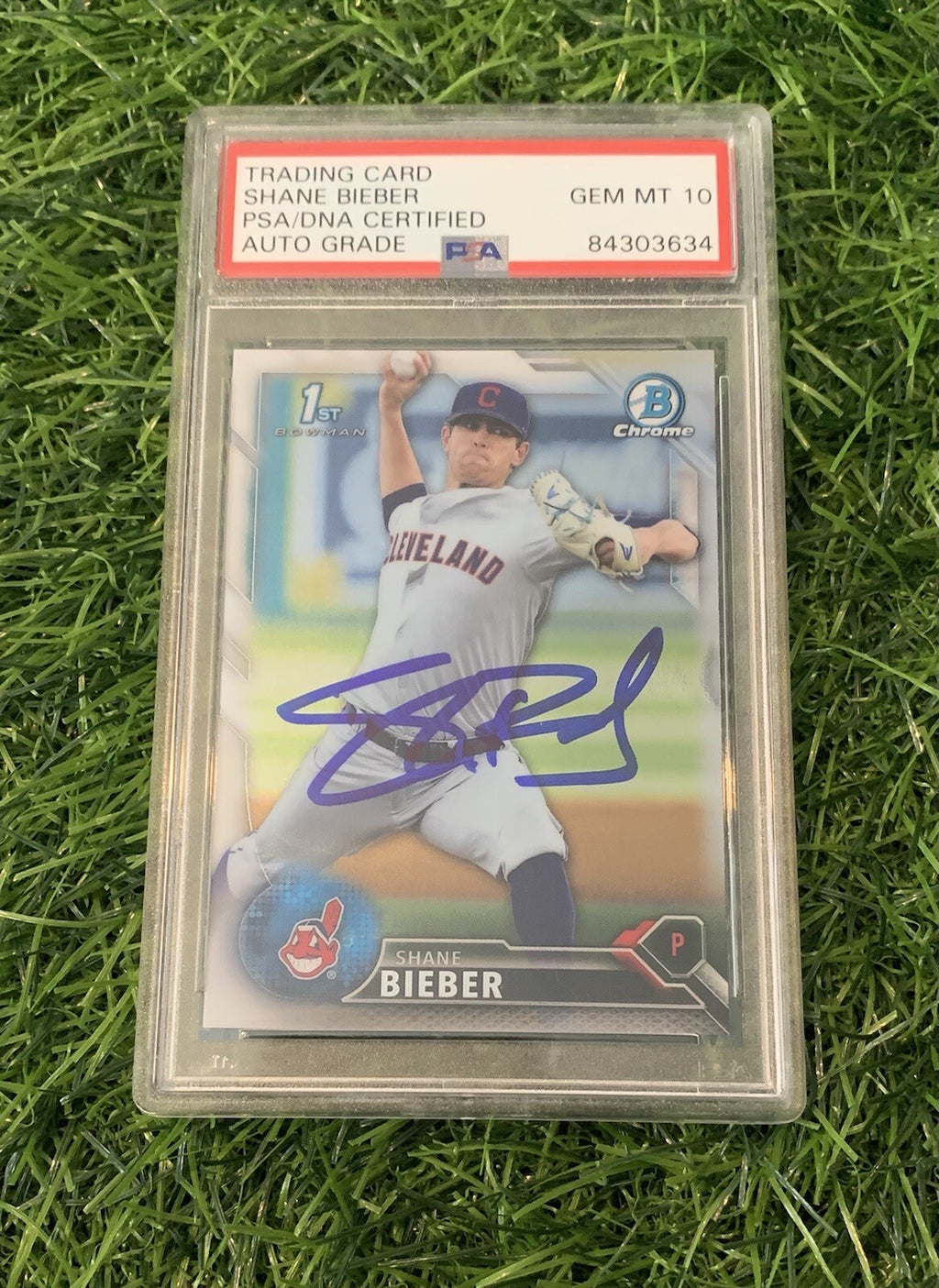 Shane Bieber Cleveland Indians 1st Bowman Chrome 2017 Signed PSA 10