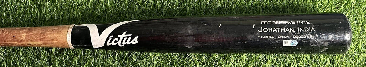 Jonathan India Cincinnati Reds Game Used Bat Career HR #8 MLB Auth 2021 NL ROY
