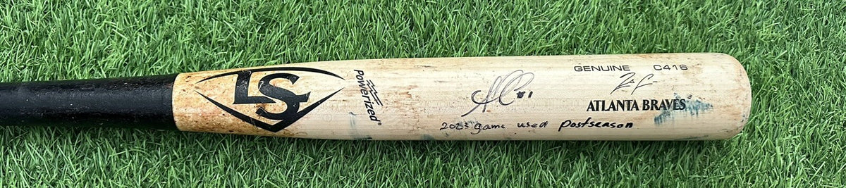 Ozzie Albies Atlanta Braves Game Used Acuna Bat 2023 Double Uncracked Signed