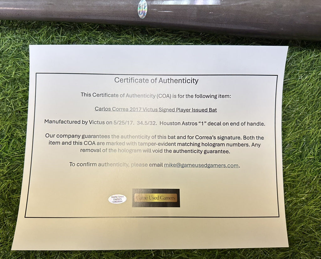 Carlos Correa Houston Astros Victus Player Issued Bat 2017 Signed GUG LOA
