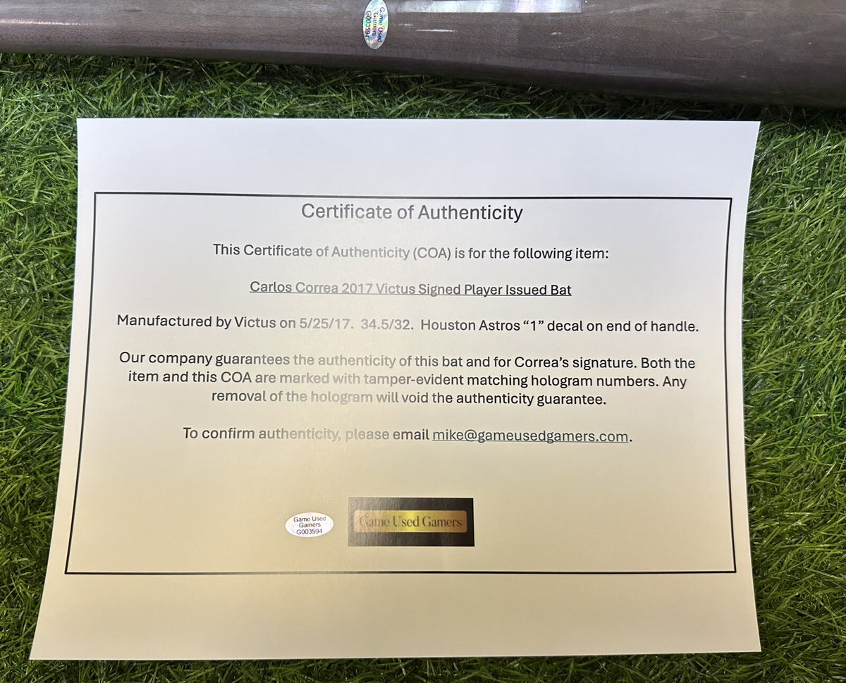 Carlos Correa Houston Astros Victus Player Issued Bat 2017 Signed GUG LOA
